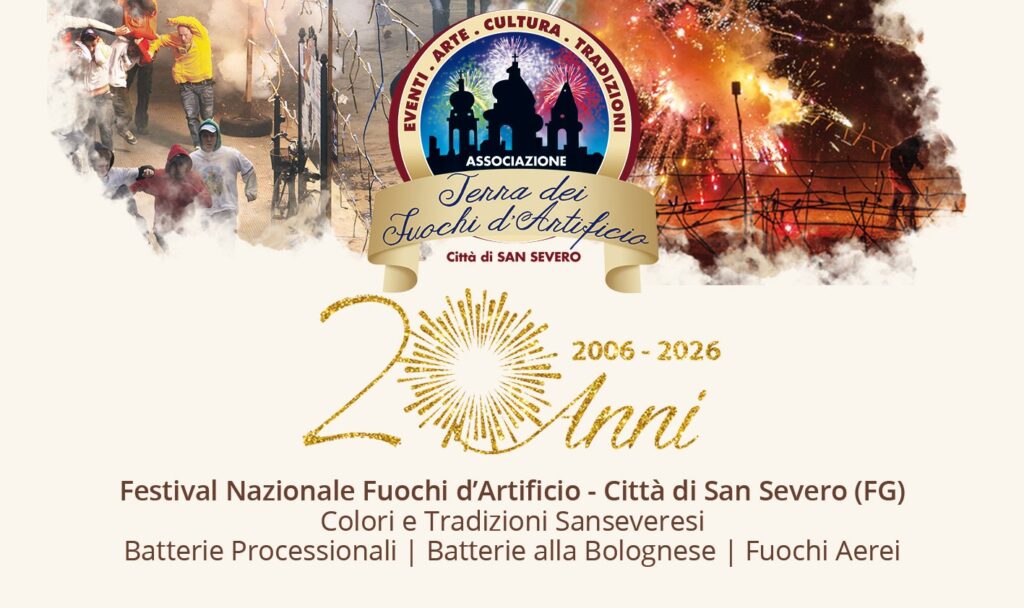 San Severo: l’Associazione “Terra dei Fuochi d’Artificio” festeggia 20 anni con il grande ritorno del Festival Nazionale
