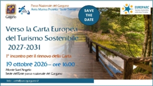 Veduta panoramica del Parco Nazionale del Gargano con la costa e il mare Adriatico.