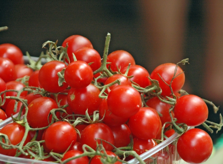 Immagine di pomodori ciliegino freschi, simbolo dell'allarme salmonella in Puglia.