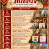 Corteo storico con cavalieri e sbandieratori in costume medievale durante la Settimana Medievale ad Apricena.